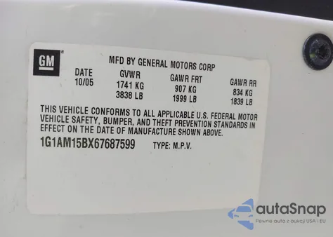 2006 Chevrolet Cobalt Ss из США, поврежденный, VIN 1G1AM15BX67687599